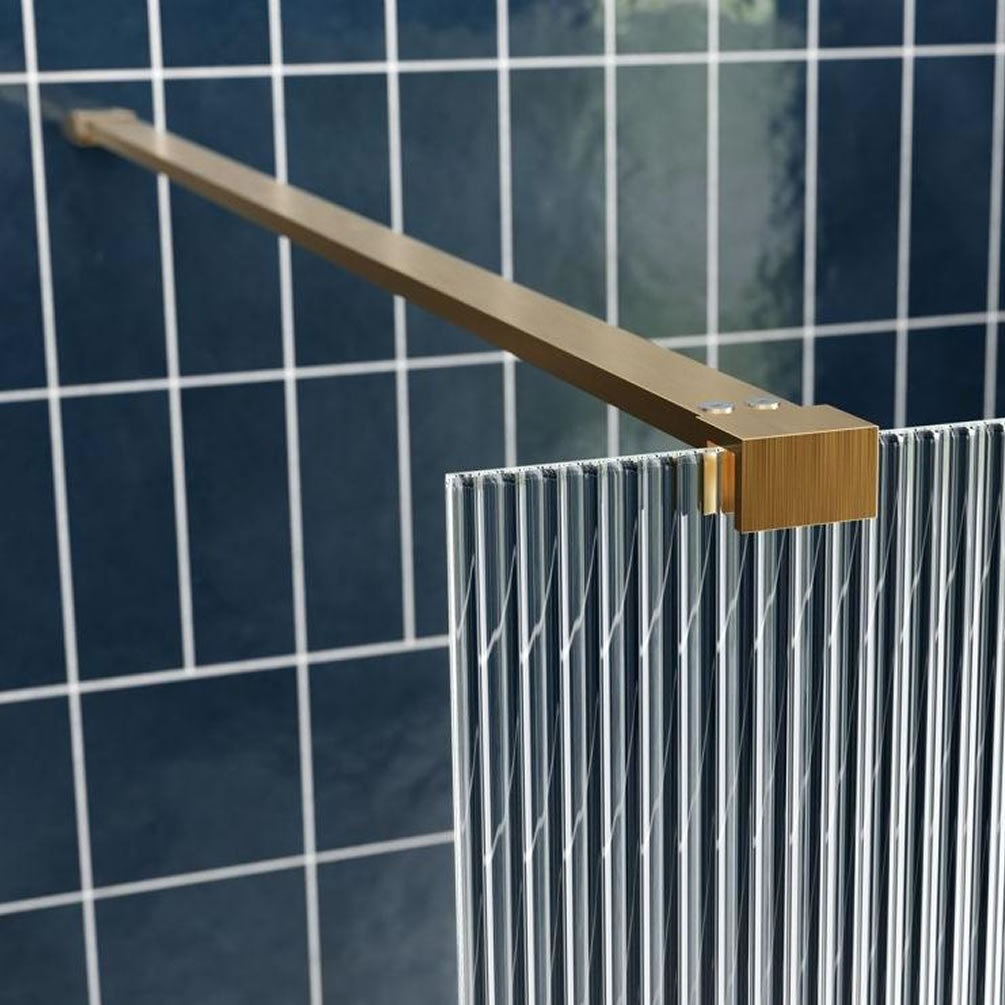 Apex 800mm Brushed Brass Fluted Glass 8mm Wetroom Screen Sanctuary